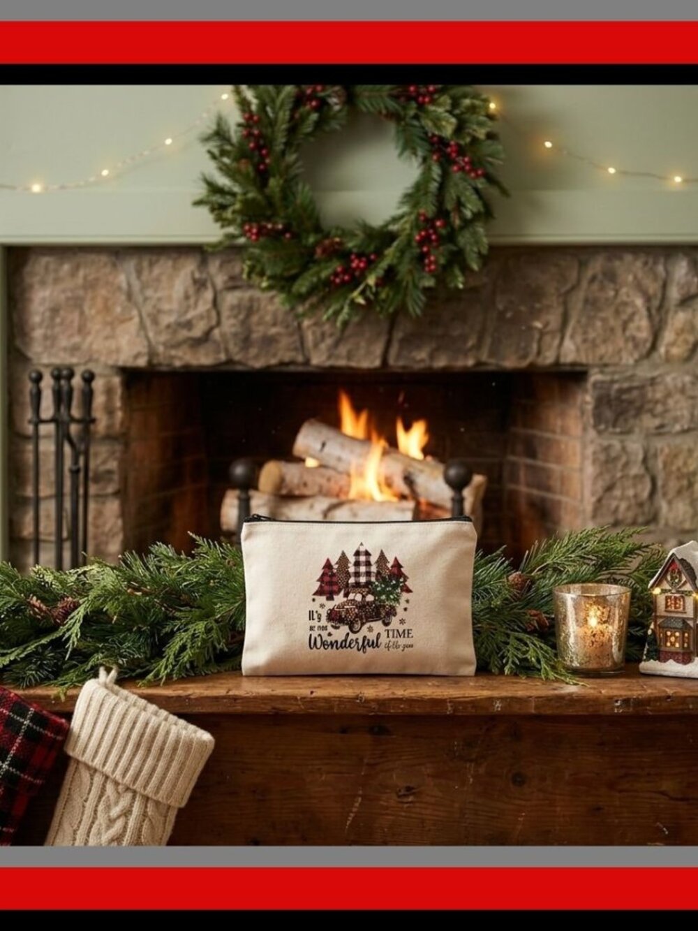 It's The Most Wonderful Time Of The Year Handmade Cosmetic Bag Christmas Theme